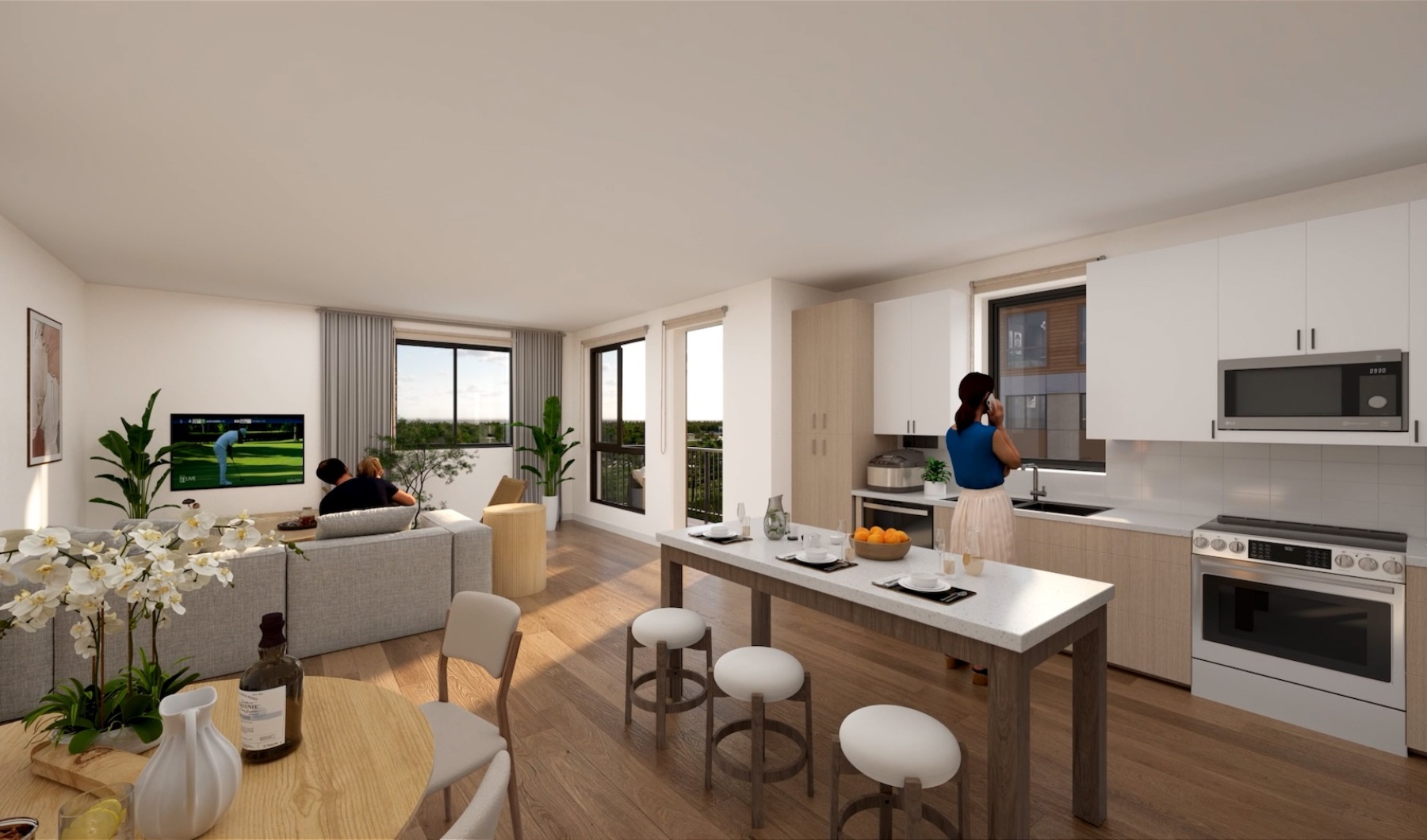 living area with easy access to other rooms